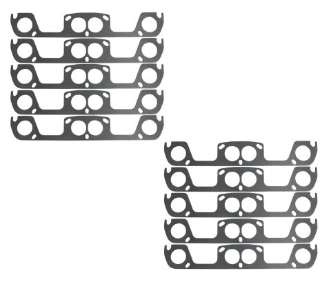 SCE AccuSeal Pro Dyno-Paks 11285-10 Header and Exhaust Manifold Gaskets, Dyno-Paks, Graphite/Steel, Round Port, Chevrolet, Small Block, Set of 10 Pairs