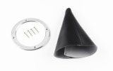 Lokar Shifter Boot Sets 70-BHRB Boot, Round, Black, Naugahyde, Polished Aluminum Trim Ring, Each thumbnail 1
