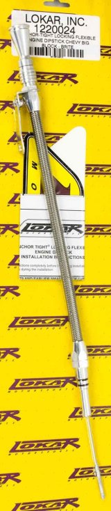 Lokar Anchor-Tight Locking Flexible Engine Dipsticks 1220024 Oil Dipstick, Flexible, Oil Pan Entry, Billet Aluminum, Brite Anodized, Chevy, Big Block, Each thumbnail 3
