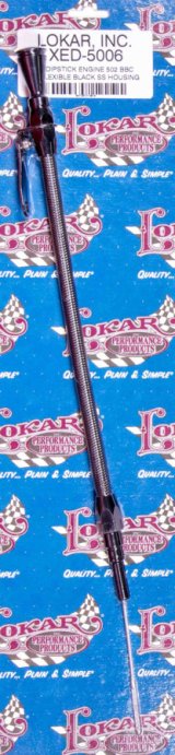 Lokar Midnight Series Flexible Engine Dipsticks XED-5006 Oil Dipstick, Flexible, Oil Pan Entry, Billet Aluminum, Black Anodized, Chevy, Big Block, 502, Each thumbnail 3