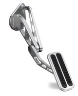 Lokar Billet Gas Pedal Assemblies for 1964-1968 MUSTANG - BAG-6115 Throttle Pedal, Aluminum, Brushed, Firewall Mount, Rubber Insert, Ford, Each thumbnail 1