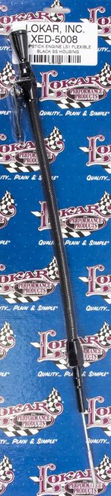 Lokar Midnight Series Flexible Engine Dipsticks XED-5008 Oil Dipstick, Flexible, Passenger Side Block Entry, Billet Aluminum, Black Anodized, Chevy, Small Block, LS1, Car, Each thumbnail 2
