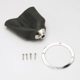 Lokar Shifter Boot Sets 70-CLB Boot, Round, Black, Naugahyde, Polished Stainless Steel Trim Ring, Each thumbnail 2
