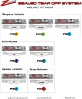 Zamp Z Optics Sealed Tear-Offs P208Z Tear-Offs, Optics, Sealed, 2mm Thick, Plastic, 12 1/8 in. Length, Bell, G-Force, RJS, Zamp, 3 Packs of 8, Set of 24 thumbnail 4