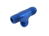 Canton Racing Tee Adapter Fittings 23-245TA Fitting, NPT to AN Fitting, Two -10 AN Male to 1/2 in. NPT Male, Tee, Aluminum, Blue Anodized, Each thumbnail 1