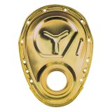 Milodon Steel Timing Covers 65555 Cover, 1-Piece, Steel, Gold Iridite, Chevy, Small Block, Each thumbnail 1