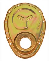 Milodon Steel Timing Covers 65555 Cover, 1-Piece, Steel, Gold Iridite, Chevy, Small Block, Each thumbnail 2