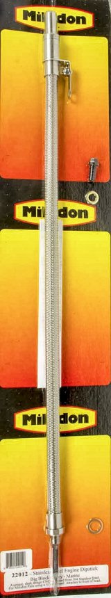 Milodon Stainless Steel Oil Dipsticks 22012 Dipstick with Tube, Engine, Braided Steel/Aluminum, Natural, Chevy, Big Block, Marine Pan, Each thumbnail 2