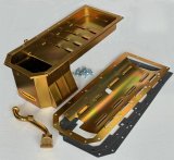 Milodon Gen III Hemi Oil Pans for 2015-2023 CHALLENGER, CHARGER - 31034 Pans, Street/Strip, Steel, 7 Quart Capacity, 8.00 in. Deep, Wet Sump, Baffled, Gold, Dodge, 6.2L, Each thumbnail 1