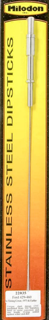 Milodon Stainless Steel Oil Dipsticks 22035 Dipstick with Tube, Engine, Braided Steel, Natural, Ford, Big Block 385 Series, Each thumbnail 2