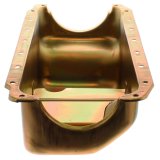 Milodon Stock Replacement Oil Pans 30755 Pan, Steel, Gold Iridite, 4 qt., Mopar, 360, A, B and E Bodies, Internal Control Baffle, Each thumbnail 1