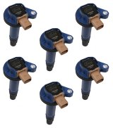 ACCEL Super Coils 140646B-6 Ignition Coils, Super, Coil Pack Style, Female/Socket, Epoxy, Blue, Square, Ford, Set of 6 thumbnail 1