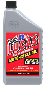 10w40 Lucas High Performance Motorcycle Oil 10710 Engine Oil, Motorcycle, Semi-Synthetic, 10W40, One qt., Set of 6 thumbnail 2