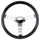 Grant Classic Cruisin' Steering Wheels 802 Wheel, Cruisin', Steel, Chrome, 3-Spoke, Vinyl, Black Grip, 12.5 in. Diameter, 3-Bolt, Each thumbnail 1