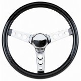 Grant Classic Cruisin' Steering Wheels 802 Wheel, Cruisin', Steel, Chrome, 3-Spoke, Vinyl, Black Grip, 12.5 in. Diameter, 3-Bolt, Each thumbnail 2