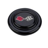 Grant Horn Buttons 5652 Button, Plastic, Black, Corvette Crossed Flags Logo, Signature/Performance/Race Series, Each thumbnail 2