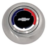 Grant Horn Buttons 5643 Button, Billet Aluminum, Polished, Challenger, Classic Series, Chevy Bowtie Emblem, Each thumbnail 2