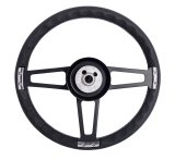 Grant Billet T-Series Steering Wheels 1916-2 Wheels, T-Series, 14.0 in. Diameter, Aluminum, 3-Spoke, Black, Leather Grip, Black, with Installation Kit, Horn Cap, Ford, Kit thumbnail 1