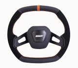 Grant Racing Performance Series Aluminum Steering Wheels 686 Wheels, Wheel, 2-Spoke, 13.75 in. x 12.75 in. Oval, Aluminum, Black Spokes, Leather/Suede, Black, Orange Stripe, Each thumbnail 1