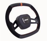 Grant Racing Performance Series Aluminum Steering Wheels 686 Wheels, Wheel, 2-Spoke, 13.75 in. x 12.75 in. Oval, Aluminum, Black Spokes, Leather/Suede, Black, Orange Stripe, Each thumbnail 2