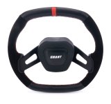 Grant Racing Performance Series Aluminum Steering Wheels 686 Wheels, Wheel, 2-Spoke, 13.75 in. x 12.75 in. Oval, Aluminum, Black Spokes, Leather/Suede, Black, Orange Stripe, Each thumbnail 3