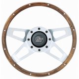 Grant Challenger Steering Wheels 405 Wheel, Challenger, Steel/Silver, Wood/Walnut, 4-Spoke, 13.5 in. Diameter, 3-Bolt Mount, Each thumbnail 2