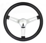 Grant Classic Vinyl Steering Wheels 8546 Wheel, Series,13.5 in. Diameter, 3.5 Dish, Black Grip, Chrome Spokes, 3 Bolt, Each thumbnail 1