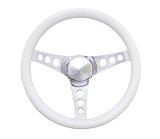 Grant Classic Vinyl Steering Wheels 831W Wheels, Series, 3-Spoke, 13.5 in. Diameter, Steel, Chrome Spokes, White Grip, 2.0 in. Dish, with Horn Cap, Each thumbnail 2