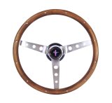 Grant Classic Nostalgia Steering Wheels 963 Wheel, Nostalgia, Mustang, 3-Spoke Center, Stainless/Brushed Spokes, Wood/Walnut, 13.5 in. Diameter, 3-Bolt Mount, Each thumbnail 4
