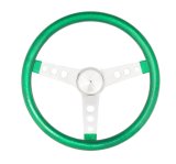 Grant Metal Flake Steering Wheels 8462 Wheel, Flake, 3-spoke, Green Vinyl Grip, Chrome Steel Spokes, 15 in. Diameter, 3-Bolt, Each thumbnail 2