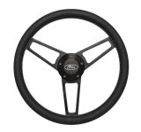Grant Billet Steering Wheels 1907 Wheel, Series, Black Grip, Polished Wheel, Ford Logo Horn Button, Dual Contact, Each thumbnail 1