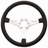 Grant Classic Corvette Steering Wheels for 1963-1982 CORVETTE - 791 Wheel, Corvette, Aluminum, Polished, Leather/Black, 3-Spoke, 14 in. Diameter, 6-Bolt, Each thumbnail 1