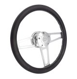 Grant Billet T-Series Steering Wheels 1911-2 Wheels, T-Series, 14.0 in. Diameter, Aluminum, 3-Spoke, Polished, Leather Grip, Black, with Installation Kit, Horn Cap, Chevy, Kit thumbnail 3