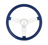 Grant Metal Flake Steering Wheels 8446 Wheel, Flake, 3-spoke, Blue Vinyl Grip, Chrome Steel Spokes, 13.5 in. Diameter, 3-Bolt, Each thumbnail 1