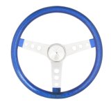 Grant Metal Flake Steering Wheels 8446 Wheel, Flake, 3-spoke, Blue Vinyl Grip, Chrome Steel Spokes, 13.5 in. Diameter, 3-Bolt, Each thumbnail 2
