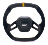 Grant Racing Performance Series Aluminum Steering Wheels 684 Wheels, Wheel, 2-Spoke, 13.75 in. x 12.75 in. Oval, Aluminum, Black Spokes, Leather/Suede, Black, Yellow Stripe, Each thumbnail 3