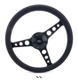 Grant Billet Classic Series Steering Wheels 1927-1 Wheels, Series, 14.0 in. Diameter, Aluminum, 3-Spoke, Black, Leather Grip, Black, with Installation Kit, Horn Cap, Ford, Kit thumbnail 2