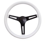 Grant Classic Vinyl Steering Wheels 8546W Wheels, Series, 3-Spoke, 13.5 in. Diameter, Steel, Chrome Spokes, White Grip, 3.5 in. Dish, with Horn Cap, Kit thumbnail 1