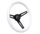 Grant Classic Vinyl Steering Wheels 8546W Wheels, Series, 3-Spoke, 13.5 in. Diameter, Steel, Chrome Spokes, White Grip, 3.5 in. Dish, with Horn Cap, Kit thumbnail 2