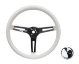 Grant Classic Vinyl Steering Wheels 8546W Wheels, Series, 3-Spoke, 13.5 in. Diameter, Steel, Chrome Spokes, White Grip, 3.5 in. Dish, with Horn Cap, Kit thumbnail 3