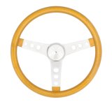 Grant Metal Flake Steering Wheels 8447 Wheel, Flake, 3-spoke, Gold Vinyl Grip, Chrome Steel Spokes, 13.5 in. Diameter, 3-Bolt, Each thumbnail 2