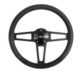 Grant Billet T-Series Steering Wheels 1917 Wheel, T Series, Aluminum, Black, Leather/Black, 3-Spoke, 14 in. Diameter, 5-Bolt mount, Ford Logo Horn Button, Each thumbnail 2