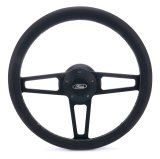 Grant Billet T-Series Steering Wheels 1917 Wheel, T Series, Aluminum, Black, Leather/Black, 3-Spoke, 14 in. Diameter, 5-Bolt mount, Ford Logo Horn Button, Each thumbnail 3