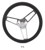 Grant Billet Steering Wheels 1902-1 Wheels, Series, 14.75 in. Diameter, Leather Grip, Aluminum, 3-Spoke, Polished, with Ford Logo Horn Button, Installation Hub, Each thumbnail 2