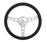 Grant Billet Classic Series Steering Wheels 1922-1 Wheels, Series, 14 in. Diameter, Aluminum, 3-Spoke, Polished, Leather Grip, Black, with Installation Kit, Horn Cap, Ford, Kit thumbnail 1