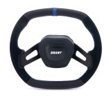 Grant Racing Performance Series Aluminum Steering Wheels 682 Wheels, Wheel, 2-Spoke, 13.75 in. x 12.75 in. Oval, Aluminum, Black Spokes, Leather/Suede, Black, Blue Stripe, Each thumbnail 3