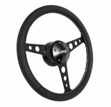 Grant Billet Classic Series Steering Wheels 1929 Wheel, Series, Aluminum, Black, Leather/Black, 3-Spoke, 14 in. Diameter, 5-Bolt mount, Jeep Logo Horn Button, Each thumbnail 1