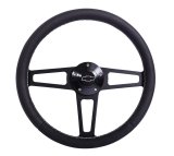 Grant Billet T-Series Steering Wheels 1916-1 Wheels, T-Series, 14.0 in. Diameter, Aluminum, 3-Spoke, Black, Leather Grip, Black, with Installation Kit, Horn Cap, Chevy, Kit thumbnail 2