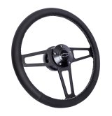 Grant Billet T-Series Steering Wheels 1916-1 Wheels, T-Series, 14.0 in. Diameter, Aluminum, 3-Spoke, Black, Leather Grip, Black, with Installation Kit, Horn Cap, Chevy, Kit thumbnail 3