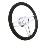 Grant Billet T-Series Steering Wheels 1914 Wheel, T Series, Aluminum, Polished, Leather/Black, 3-Spoke, 14 in. Diameter, 5-Bolt mount, Jeep Logo Horn Button, Each thumbnail 1